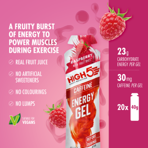 HIGH5 EnergyGel Koffein Bringebær 40gr - Bilde 2